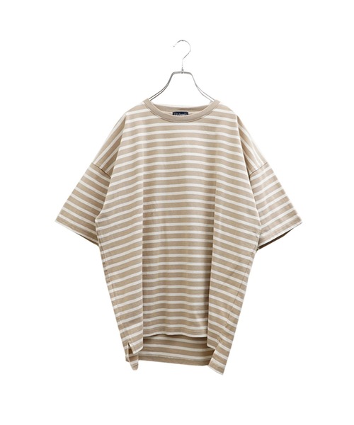 MinoriTY（マイノリティ）の「【MinoriTY】マルチボーダーオーバーサイズ半袖Tシャツ メンズ 春服 夏服 ビッグシルエット ルーズシルエット カットソー（Tシャツ/カットソー・メンズ・ネイビー×ホワイト/ベージュ/ブラック×グレー/ホワイト×ブラック・M/L）」の16枚目の写真