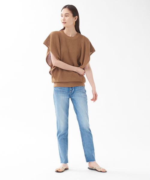 qualite（カリテ）の「フレアードライニットプルオーバー（ニット/セーター・レディース・ライトブルー/エンジ/ブラウン・フリー）」の4枚目の写真