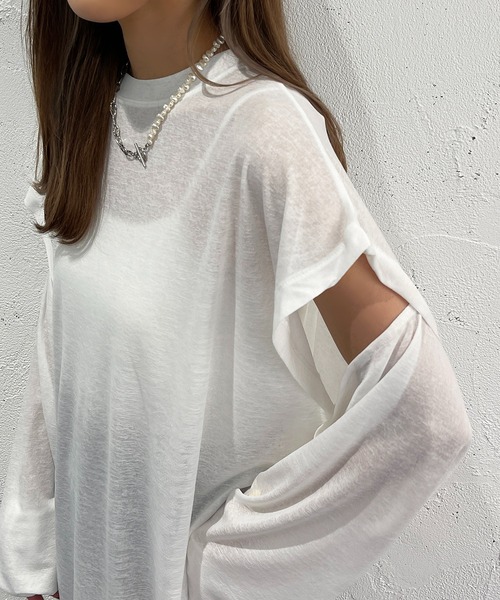 apres jour mignon（アプレジュールミニョン）の「2WAYスリーブトップス【ZOZOTOWN限定アイテム】（Tシャツ/カットソー・レディース・オレンジ/グリーン/ブラック/オフホワイト/ピンク・フリー/X-LARGE）」の2枚目の写真