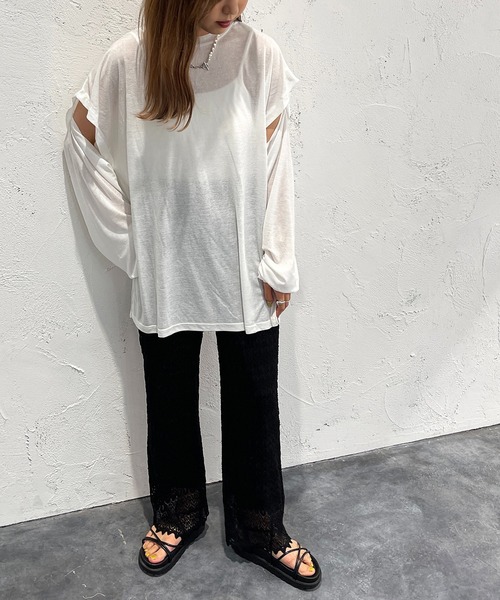 apres jour mignon（アプレジュールミニョン）の「2WAYスリーブトップス【ZOZOTOWN限定アイテム】（Tシャツ/カットソー・レディース・オレンジ/グリーン/ブラック/オフホワイト/ピンク・フリー/X-LARGE）」の9枚目の写真