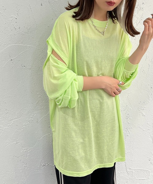 apres jour mignon（アプレジュールミニョン）の「2WAYスリーブトップス【ZOZOTOWN限定アイテム】（Tシャツ/カットソー・レディース・オレンジ/グリーン/ブラック/オフホワイト/ピンク・フリー/X-LARGE）」の17枚目の写真