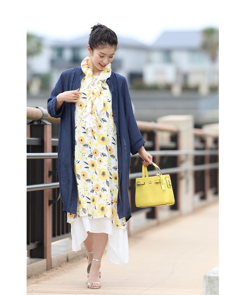 cawaii（カワイイ）の「一日中素敵なわたし涼ラフ 3点セット ワンピース/羽織り/ストール（ワンピース・レディース・ネイビー/ピンク・FREE）」の4枚目の写真