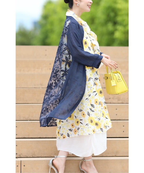 cawaii（カワイイ）の「一日中素敵なわたし涼ラフ 3点セット ワンピース/羽織り/ストール（ワンピース・レディース・ネイビー/ピンク・FREE）」の7枚目の写真