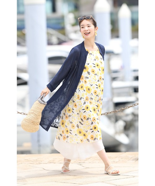 cawaii（カワイイ）の「一日中素敵なわたし涼ラフ 3点セット ワンピース/羽織り/ストール（ワンピース・レディース・ネイビー/ピンク・FREE）」の14枚目の写真