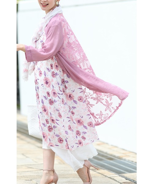 cawaii（カワイイ）の「一日中素敵なわたし涼ラフ 3点セット ワンピース/羽織り/ストール（ワンピース・レディース・ネイビー/ピンク・FREE）」の8枚目の写真
