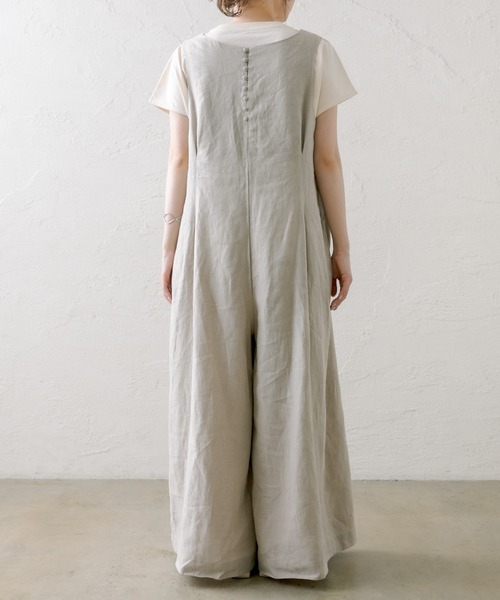 PUAL CE CIN（ピュアルセシン）の「麻キャンバス2WAYサロペット（サロペット/オーバーオール・レディース・ブラック/ナチュラル・FREE）」の4枚目の写真