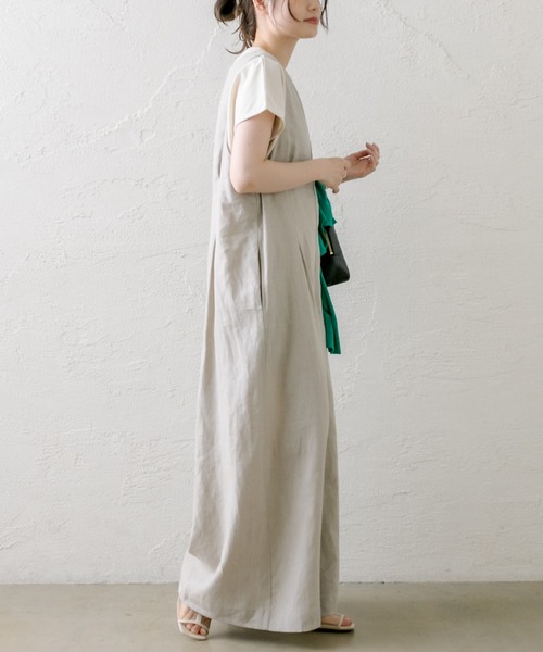 PUAL CE CIN（ピュアルセシン）の「麻キャンバス2WAYサロペット（サロペット/オーバーオール・レディース・ブラック/ナチュラル・FREE）」の3枚目の写真