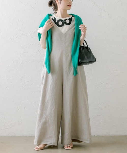 PUAL CE CIN（ピュアルセシン）の「麻キャンバス2WAYサロペット（サロペット/オーバーオール・レディース・ブラック/ナチュラル・FREE）」の5枚目の写真