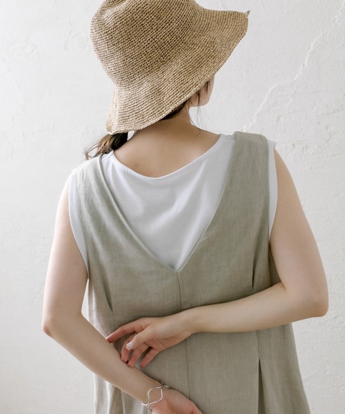 PUAL CE CIN（ピュアルセシン）の「麻キャンバス2WAYサロペット（サロペット/オーバーオール・レディース・ブラック/ナチュラル・FREE）」の22枚目の写真