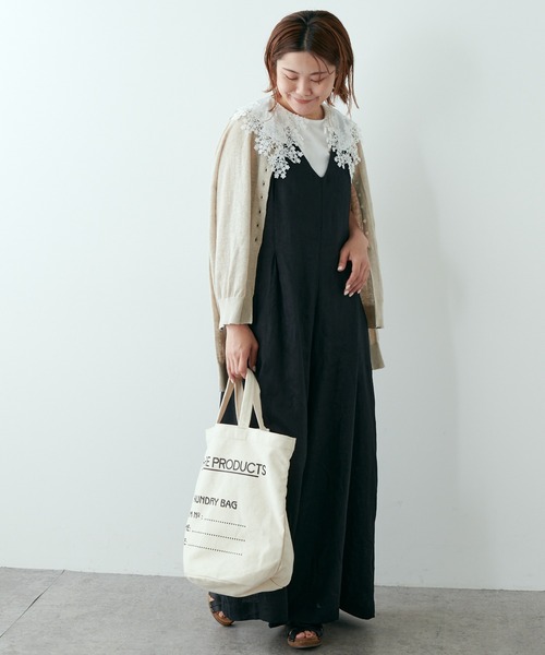 PUAL CE CIN（ピュアルセシン）の「麻キャンバス2WAYサロペット（サロペット/オーバーオール・レディース・ブラック/ナチュラル・FREE）」の13枚目の写真