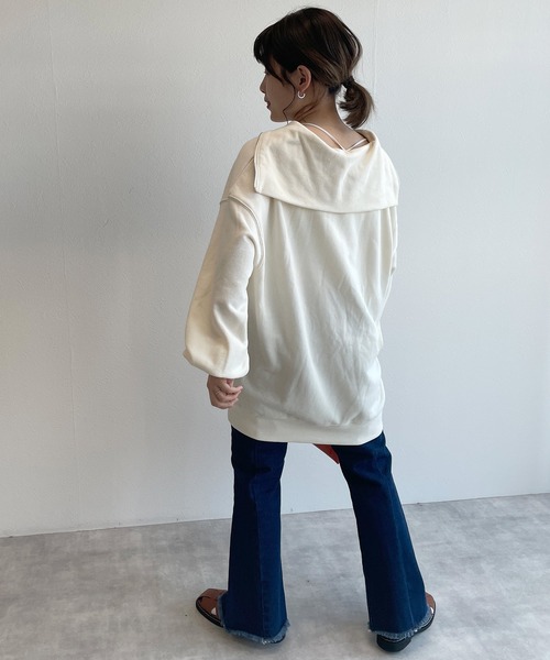w closet(ダブルクローゼット)の「スウェット衿付きハーフZIPプルオーバー(スウェット・レディース・オフホワイト・FREE)」の5枚目の写真