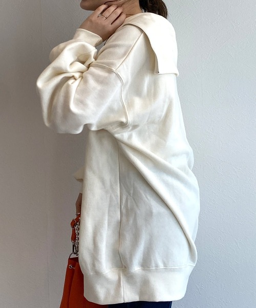 w closet(ダブルクローゼット)の「スウェット衿付きハーフZIPプルオーバー(スウェット・レディース・オフホワイト・FREE)」の9枚目の写真