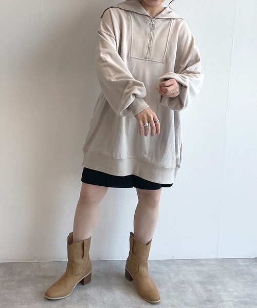 w closet(ダブルクローゼット)の「スウェット衿付きハーフZIPプルオーバー(スウェット・レディース・オフホワイト・FREE)」の12枚目の写真