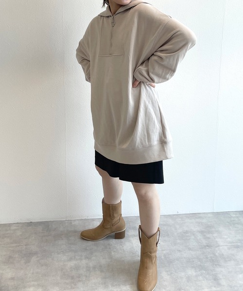 w closet(ダブルクローゼット)の「スウェット衿付きハーフZIPプルオーバー(スウェット・レディース・オフホワイト・FREE)」の17枚目の写真