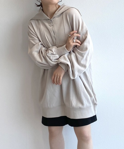 w closet(ダブルクローゼット)の「スウェット衿付きハーフZIPプルオーバー(スウェット・レディース・オフホワイト・FREE)」の20枚目の写真