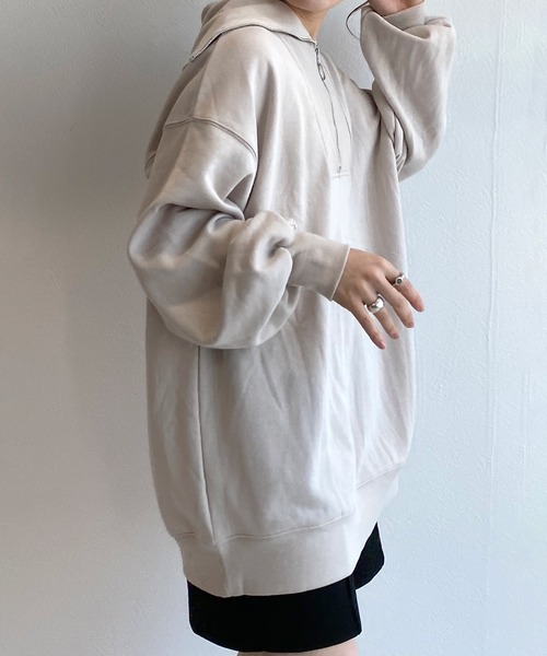 w closet(ダブルクローゼット)の「スウェット衿付きハーフZIPプルオーバー(スウェット・レディース・オフホワイト・FREE)」の21枚目の写真