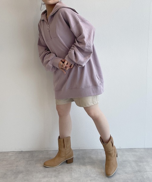 w closet(ダブルクローゼット)の「スウェット衿付きハーフZIPプルオーバー(スウェット・レディース・オフホワイト・FREE)」の22枚目の写真