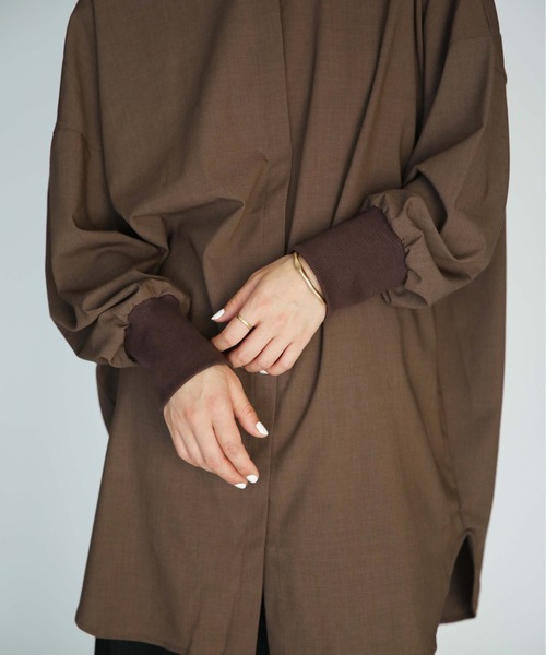 PICCIN（ピッチン）の「袖リブバックギャザーシャツ（シャツ/ブラウス・レディース・ブラック/モカ/キャメル・M）」の19枚目の写真