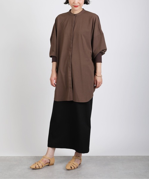 PICCIN（ピッチン）の「袖リブバックギャザーシャツ（シャツ/ブラウス・レディース・ブラック/モカ/キャメル・M）」の20枚目の写真