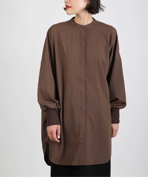 PICCIN（ピッチン）の「袖リブバックギャザーシャツ（シャツ/ブラウス・レディース・ブラック/モカ/キャメル・M）」の14枚目の写真