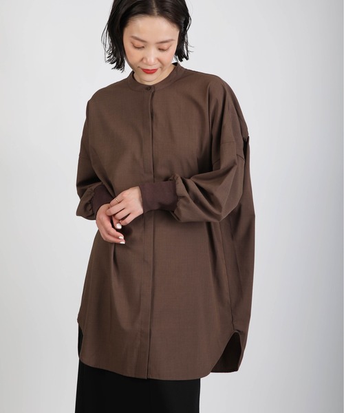 PICCIN（ピッチン）の「袖リブバックギャザーシャツ（シャツ/ブラウス・レディース・ブラック/モカ/キャメル・M）」の18枚目の写真