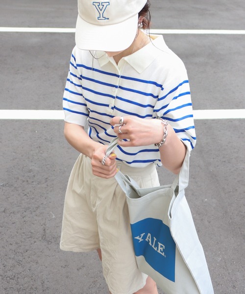 COURO（コウロ）の「YALE Logo Tote Bag ロゴプリントトートバッグ（トートバッグ・レディース・アイボリー/グレー系/スミクロ/グレー/キナリ/ネイビー・FREE）」の10枚目の写真