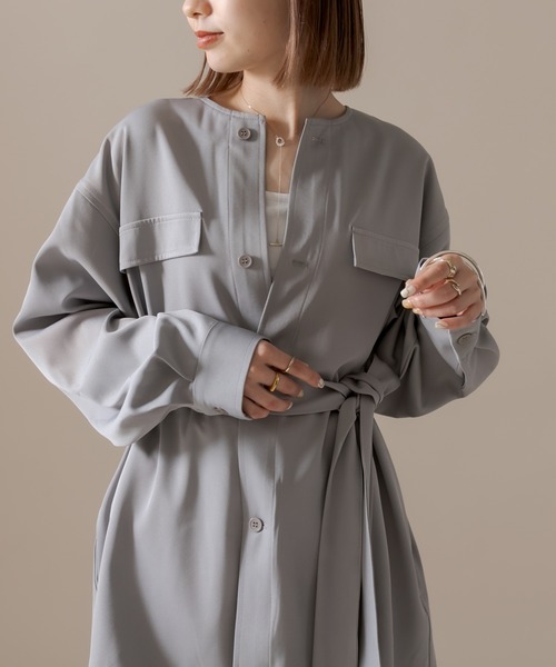 mline（エムライン）の「[mline] セットUPシャツジャケット（シャツ/ブラウス・レディース・グレー/グリーン/オリーブ・FREE）」の2枚目の写真