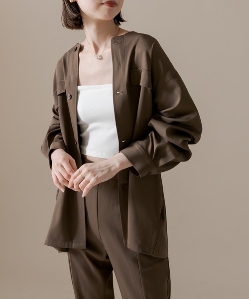 mline（エムライン）の「[mline] セットUPシャツジャケット（シャツ/ブラウス・レディース・グレー/グリーン/オリーブ・FREE）」の3枚目の写真