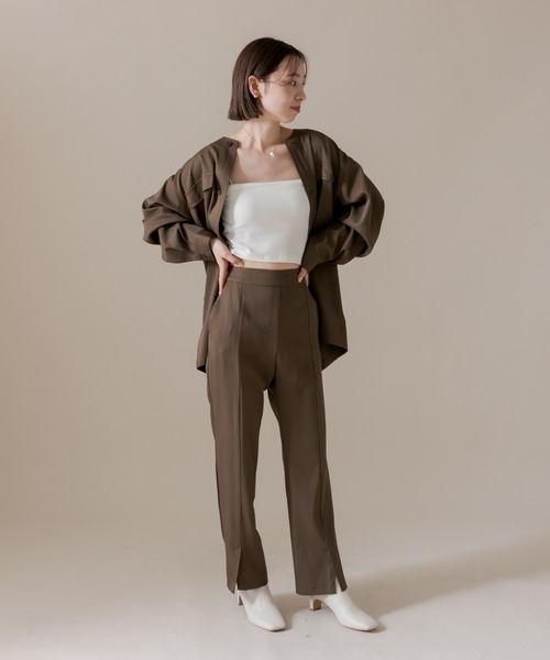 mline（エムライン）の「[mline] セットUPシャツジャケット（シャツ/ブラウス・レディース・グレー/グリーン/オリーブ・FREE）」の5枚目の写真