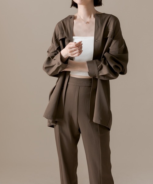 mline（エムライン）の「[mline] セットUPシャツジャケット（シャツ/ブラウス・レディース・グレー/グリーン/オリーブ・FREE）」の9枚目の写真