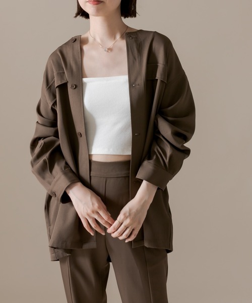 mline（エムライン）の「[mline] セットUPシャツジャケット（シャツ/ブラウス・レディース・グレー/グリーン/オリーブ・FREE）」の10枚目の写真