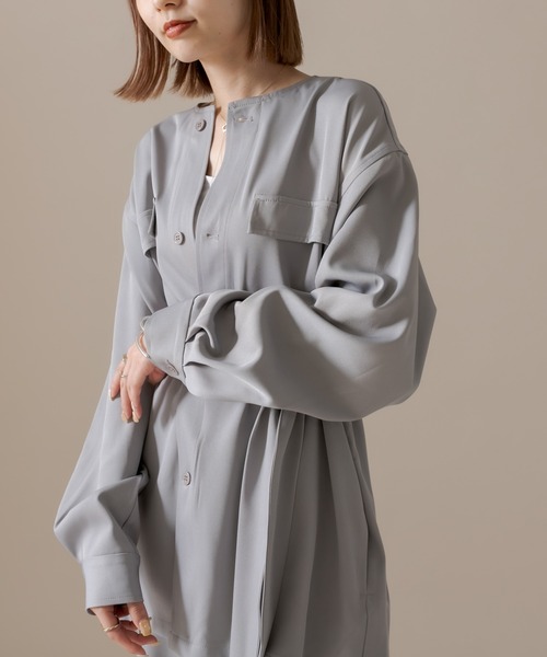 mline（エムライン）の「[mline] セットUPシャツジャケット（シャツ/ブラウス・レディース・グレー/グリーン/オリーブ・FREE）」の14枚目の写真