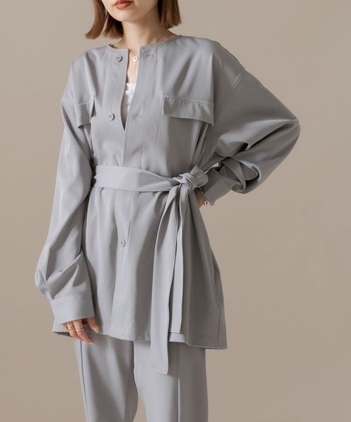 mline（エムライン）の「[mline] セットUPシャツジャケット（シャツ/ブラウス・レディース・グレー/グリーン/オリーブ・FREE）」の13枚目の写真