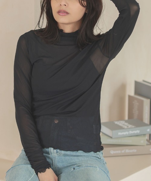 DONOBAN（ドノバン）の「ハイネックメロウシアートップス（その他トップス・レディース・ブラック/レッド/ピンク/ライム/ブルー/グリーン/アイボリー・F）」の4枚目の写真