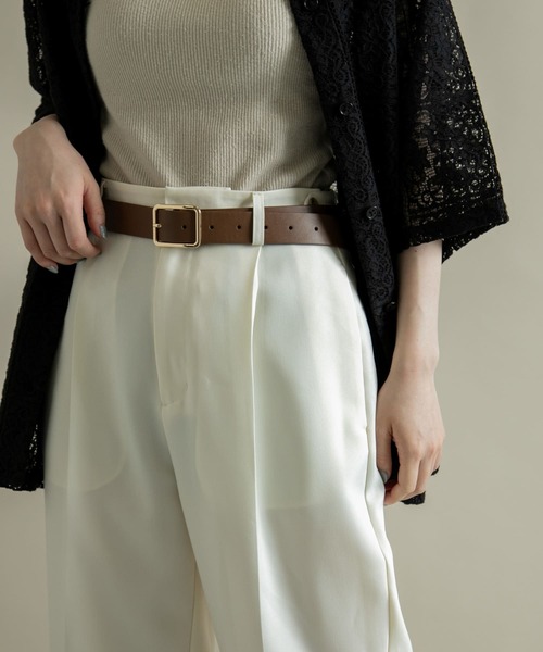 SMELLY(スメリー)の「メタルスクエアベルト(ベルト・レディース・アイボリー/ブラウン/ブラック・-)」の1枚目の写真