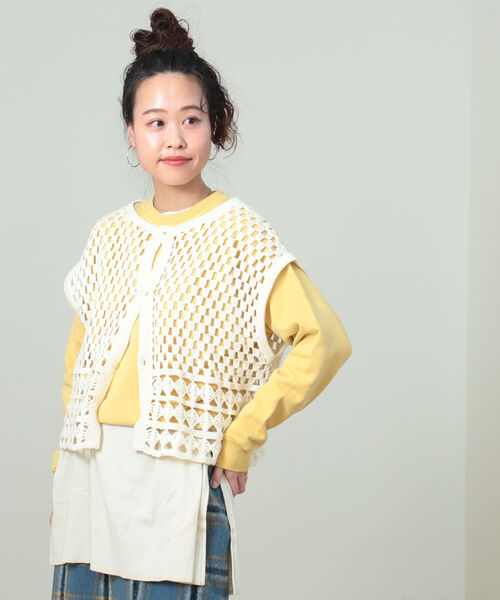 BEAMS BOY（ビームスボーイ）の「BEAMS BOY / ミリタリー リブ ヘンリーネック ロングスリーブ（Tシャツ/カットソー・レディース・オリーブ/ピンク/アイボリー・FREE）」の8枚目の写真