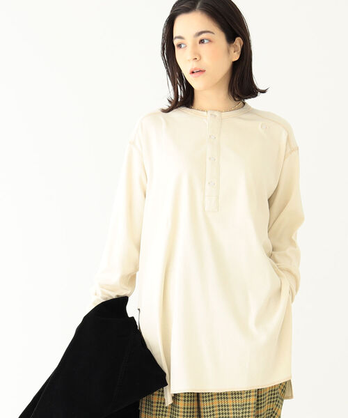 BEAMS BOY（ビームスボーイ）の「BEAMS BOY / ミリタリー リブ ヘンリーネック ロングスリーブ（Tシャツ/カットソー・レディース・オリーブ/ピンク/アイボリー・FREE）」の12枚目の写真