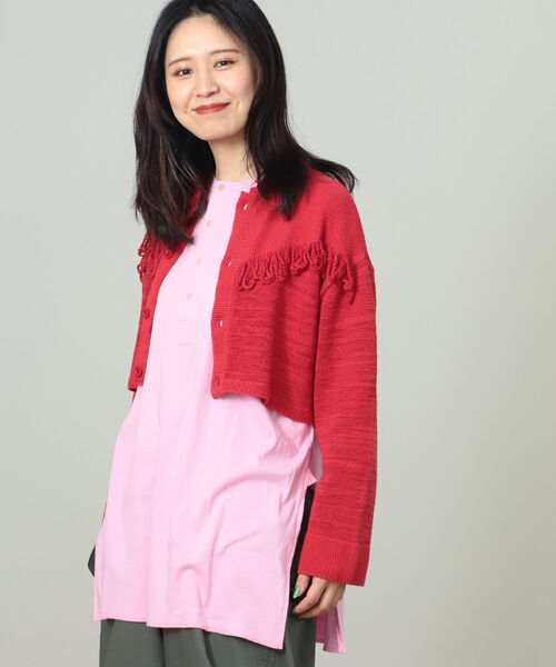 BEAMS BOY（ビームスボーイ）の「BEAMS BOY / ミリタリー リブ ヘンリーネック ロングスリーブ（Tシャツ/カットソー・レディース・オリーブ/ピンク/アイボリー・FREE）」の14枚目の写真