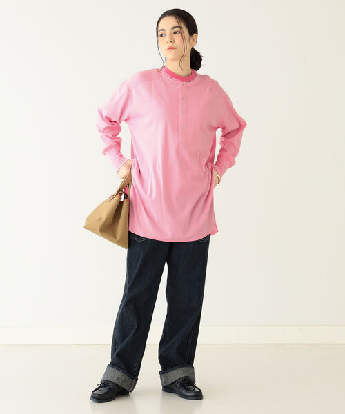 BEAMS BOY（ビームスボーイ）の「BEAMS BOY / ミリタリー リブ ヘンリーネック ロングスリーブ（Tシャツ/カットソー・レディース・オリーブ/ピンク/アイボリー・FREE）」の15枚目の写真