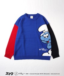 Salong hameu（サロン ハミュー）の「THE SMURFS（スマーフ）キャラクタージャガードセーターニットプルオーバー（ニット/セーター）」