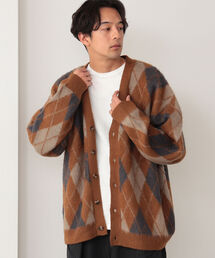 BEAMS HEART / アクリル アーガイル ビッグ カーディガン