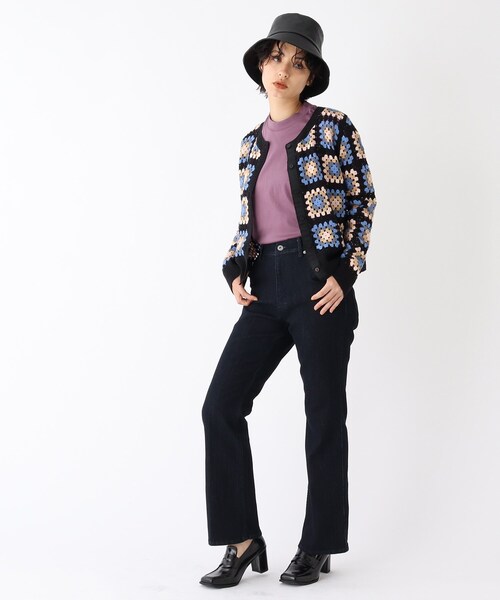 OPAQUE.CLIP（オペークドットクリップ）の「◆【C】ストレッチデニム　レースアップ【WEB限定サイズ】（その他パンツ・レディース・ブルー/ダークネイビー・38/40/36）」の4枚目の写真