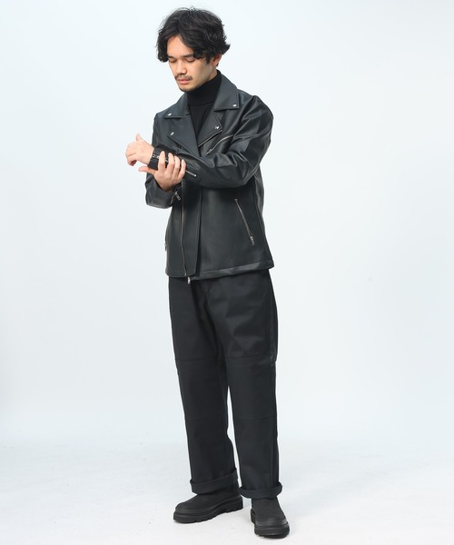 SAKAZEN(サカゼン)の「【WEB限定】 フェイクレザー ダブルライダースジャケット(ライダースジャケット・メンズ・ネイビー/ワイン/ブラック/ブルー・M/L/LL)」の18枚目の写真