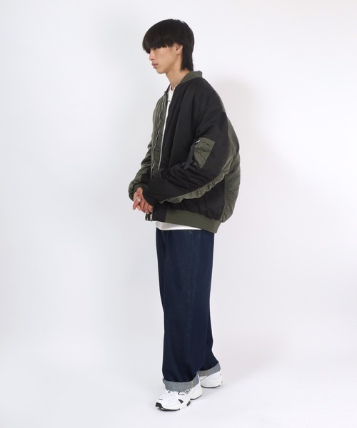 Salong hameu(サロン ハミュー)の「ビッグシルエットMA-1 メンズ レディース/ミリタリージャケット/中綿ブルゾンアウター(MA-1・メンズ・ブラック/カーキ/ブラック系その他/グリーン系その他/ホワイト・M/L)」の18枚目の写真