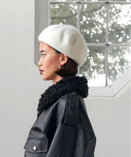 TINA：JOJUN（ティーナジョジュン）の「チャーム付き フェルトベレー帽 TINA：JOJUN（ハンチング/ベレー帽・レディース・アイボリー/ブラック/オレンジ・F）」の9枚目の写真