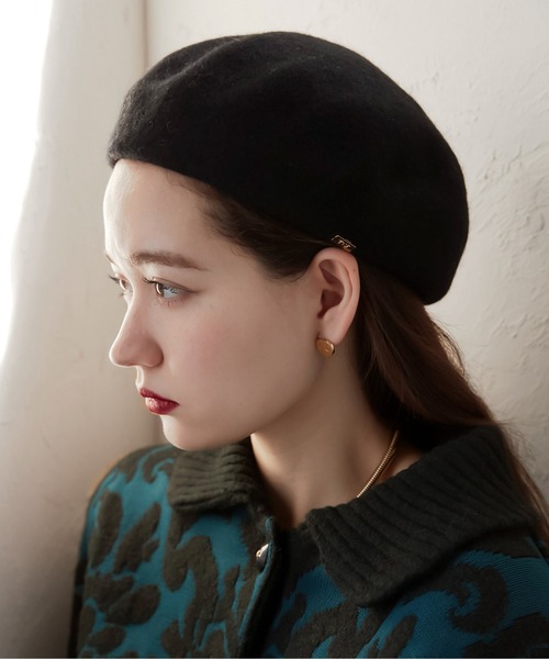 TINA：JOJUN（ティーナジョジュン）の「チャーム付き フェルトベレー帽 TINA：JOJUN（ハンチング/ベレー帽・レディース・アイボリー/ブラック/オレンジ・F）」の12枚目の写真