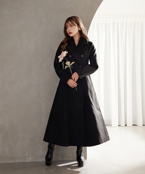 ANDGEEBEE（アンジービー）の「ロングチェスターコート（チェスターコート・レディース・ブラック/グレー・MEDIUM）」の11枚目の写真