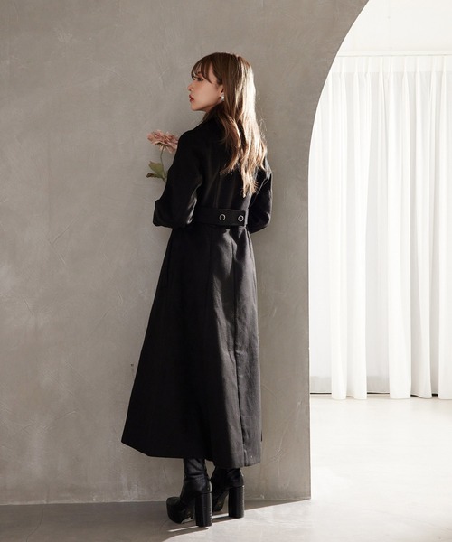 ANDGEEBEE（アンジービー）の「ロングチェスターコート（チェスターコート・レディース・ブラック/グレー・MEDIUM）」の15枚目の写真