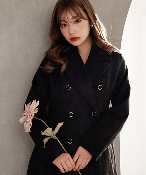 ANDGEEBEE（アンジービー）の「ロングチェスターコート（チェスターコート・レディース・ブラック/グレー・MEDIUM）」の16枚目の写真