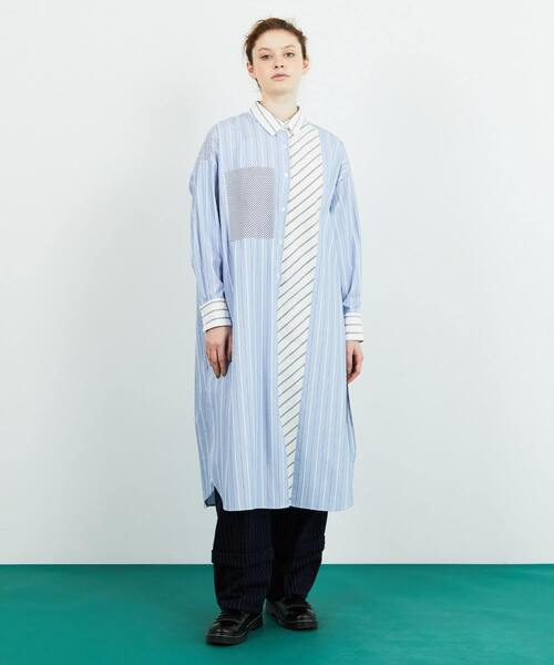 FRAPBOIS（フラボア）の「ストラシャツ ロングシャツ（シャツワンピース・レディース・ネイビー/ブルー・1/0）」の2枚目の写真
